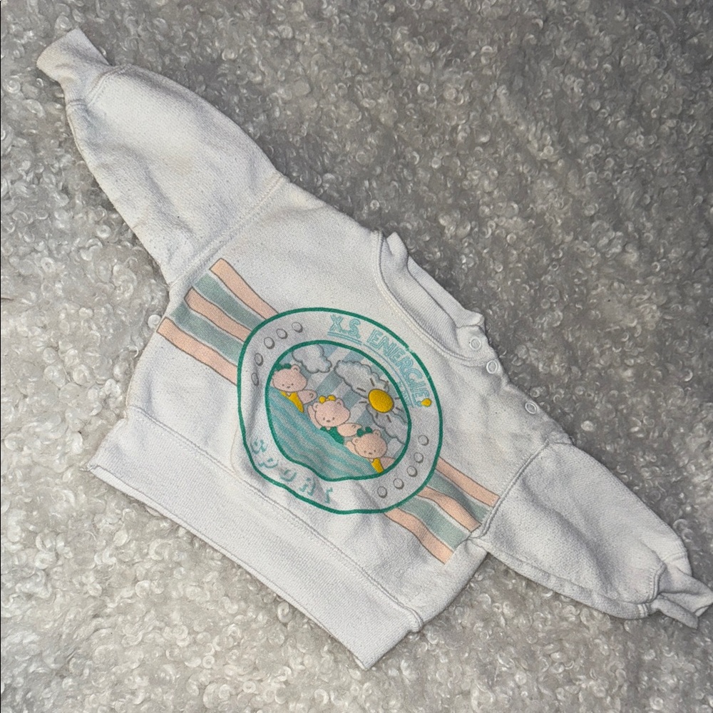3/6m vintage Unisex White Graphic Sweatshirt XSEnergetic Sport with snaps